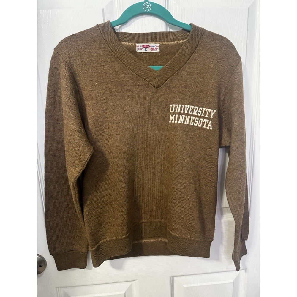 Vintage 60s University of Minnesota Champion Doran Marled Brown Sweater S Womens